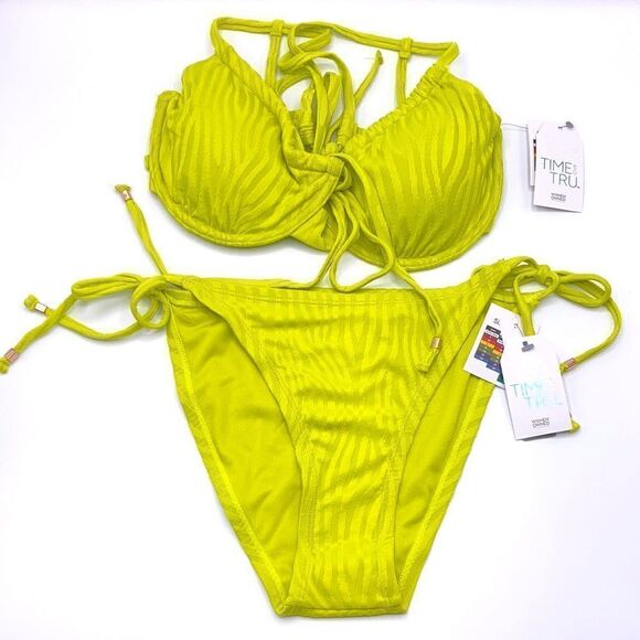 WOMENS UNDERWIRE TIE Top & Bottoms Bikini Swimsuit Bathing Suit 2-Piece Size M - Picture 1 of 5